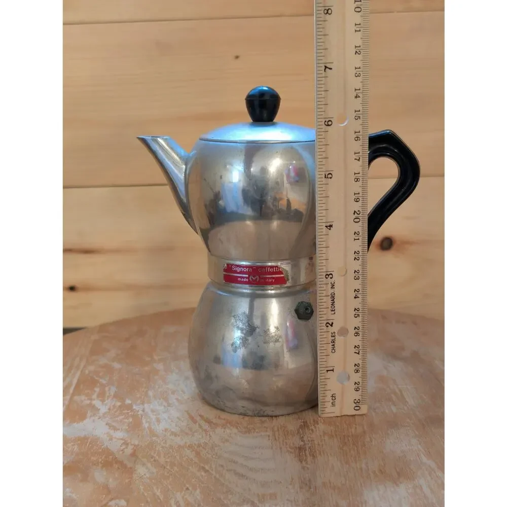 Vintage La Signora Stovetop Espresso Maker Moka Pot Aluminum 6.5